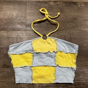 Papermoon Color Block Halter Neck Crop Top Size Small